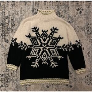 Vintage 100% Wool Express Tricot Knit Snowflake Mock Neck Sweater Women’s Size S